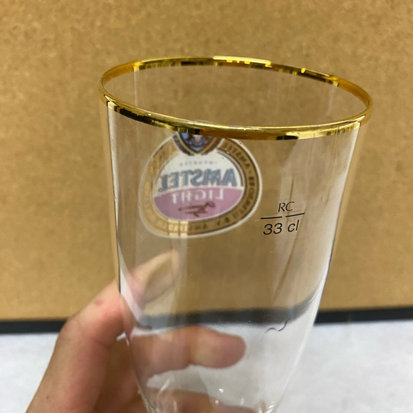 8” Amstel Light Beer Glass w/ Gold Rim - Picture 6 of 7